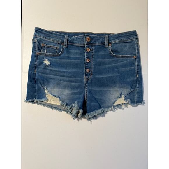 American Eagle Pants - American Eagle Hi-Rise Button Fly Shortie Medium Wash Women's Size 18